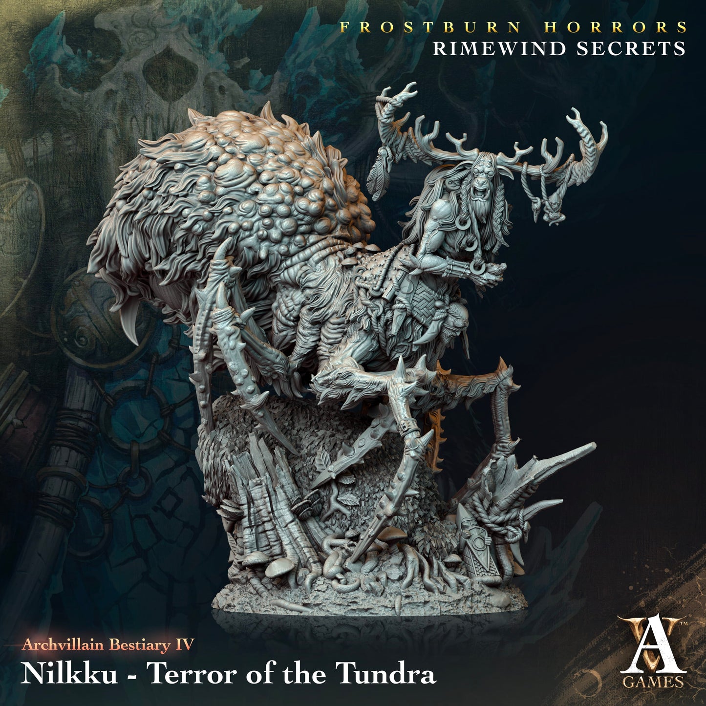 3D Printed Archvillain Games Archvillain Bestiary Vol. IV Nilkku - Terror of the Tundra 28 32mm D&D - 3D Printing Boss