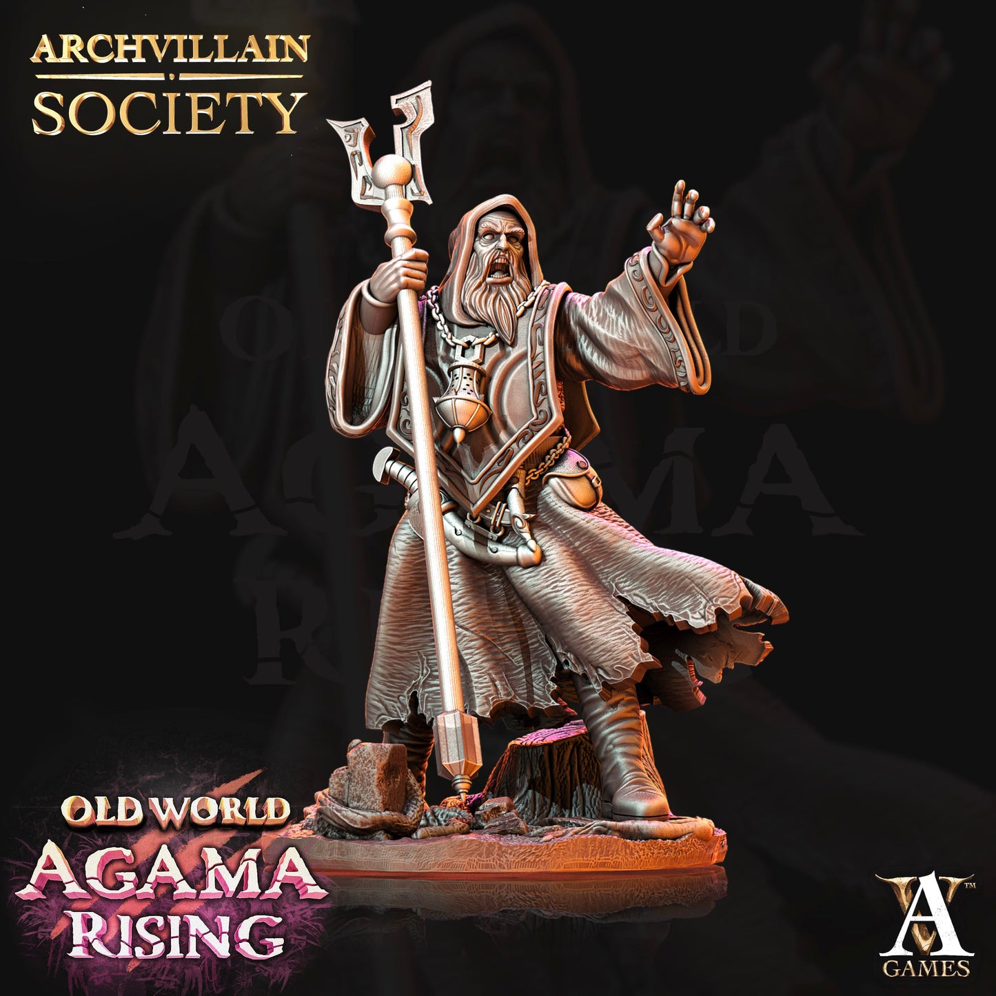 3D Printed Archvillain Games Archvillain Society Vol 2 Rupert - Mage Fanatic 28mm 32mm D&D - 3D Printing Boss