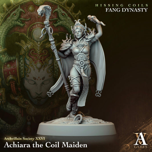 3D Printed Archvillain Games Archvillain Society Vol. XXVI Achiara The Coil Maiden 28 32mm D&D - 3D Printing Boss