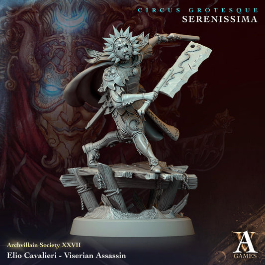 3D Printed Archvillain Games Archvillain Society Vol. XXVII Elio Cavalieri - Viserian Assassin 28 32mm D&D - 3D Printing Boss