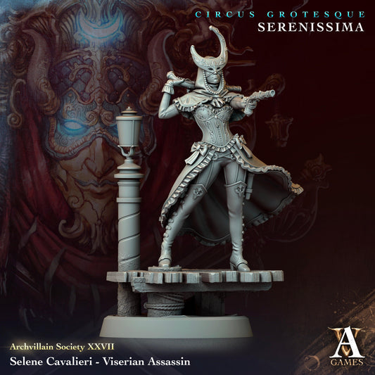 3D Printed Archvillain Games Archvillain Society Vol. XXVII Selene Cavalieri - Viserian Assassin 28 32mm D&D - 3D Printing Boss