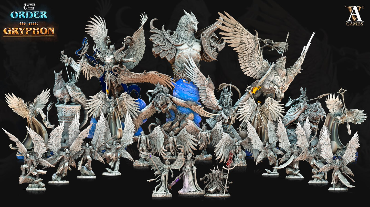 3D Printed Archvillain Games Astral Court Order of the Gryphon - Astral Gryphon Riders 28mm 32mm D&D - 3D Printing Boss