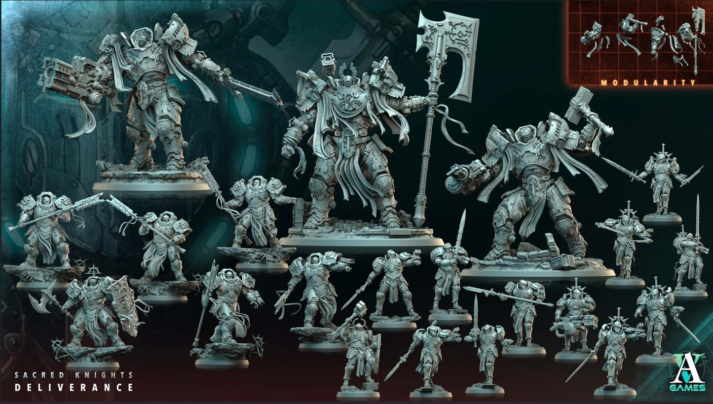3D Printed Archvillain Games Bastion of Light Sacral Knights Deliverance 28 32mm D&D - 3D Printing Boss