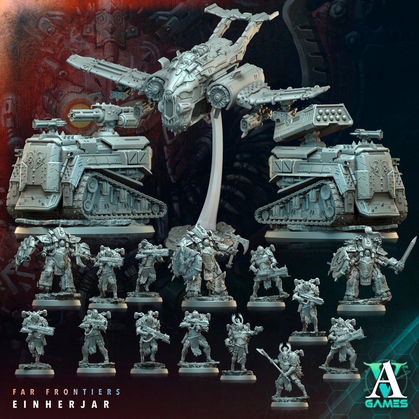 3D Printed Archvillain Games Walkure Far Frontiers Einherjar 28 32mm D&D - 3D Printing Boss