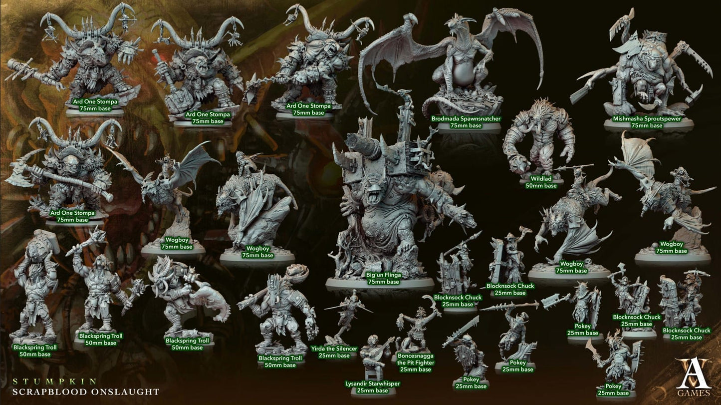 3D Printed Archvillain Games Big un Flinga Stumpkin Scrapblood Onslaught 28 32mm D&D - 3D Printing Boss