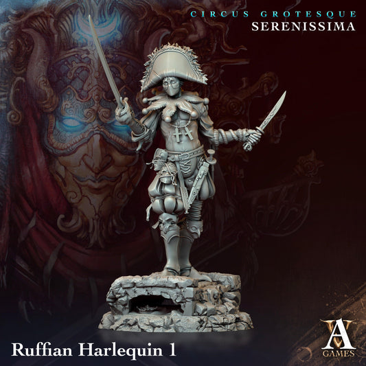 3D Printed Archvillain Games Circus Grotesque - Serenissima Ruffian Harlequin 28 32mm D&D - 3D Printing Boss