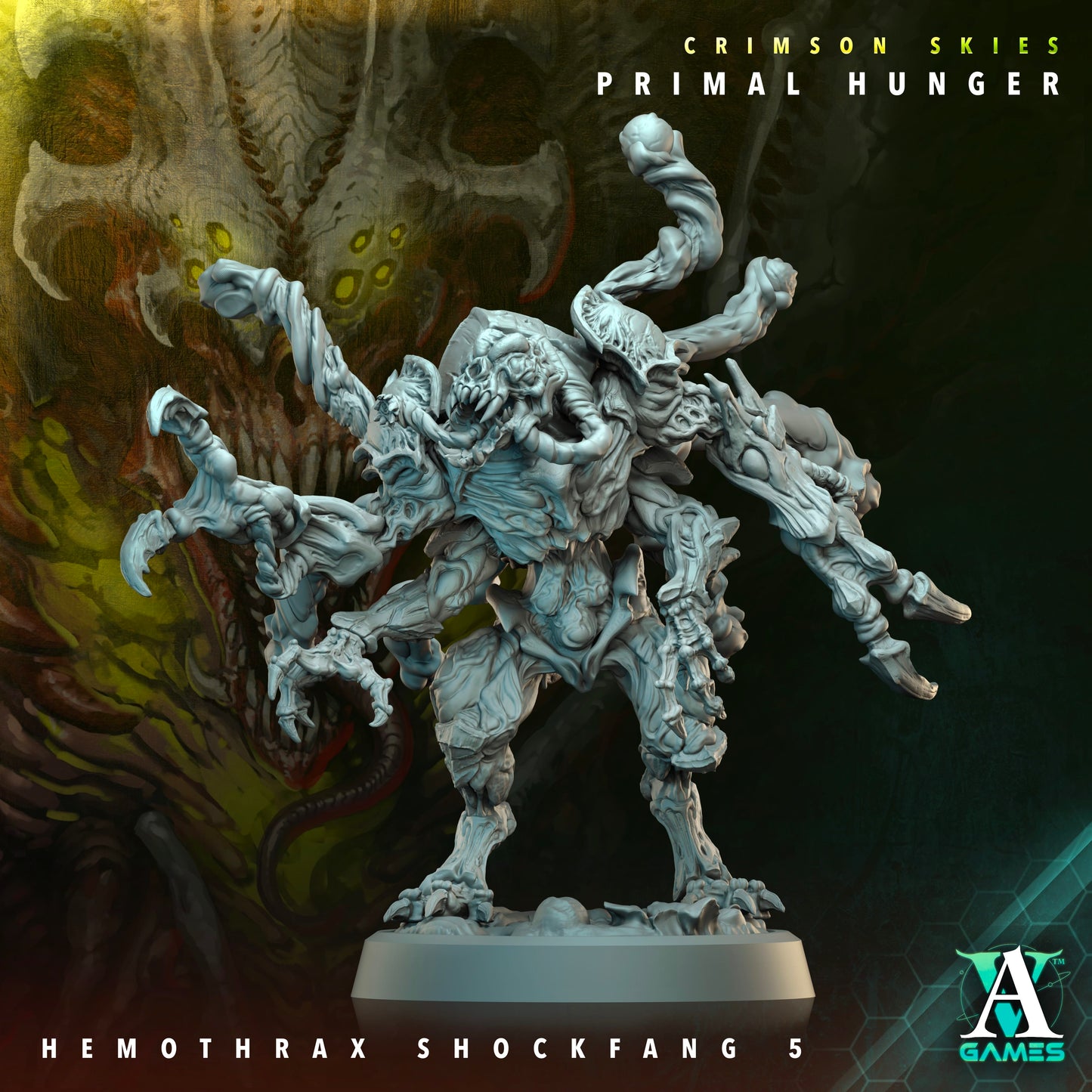 3D Printed Archvillain Games Crimson Skies Primal Hunger- Hemothrax Shockfang 28mm 32mm D&D - 3D Printing Boss