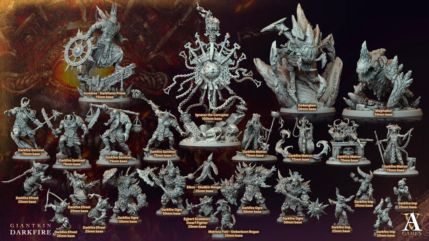 3D Printed Archvillain Games Darkfire Sentinel Giantkin Darkfire Archvillain Society Vol. XXXIV 28 32mm D&D - 3D Printing Boss