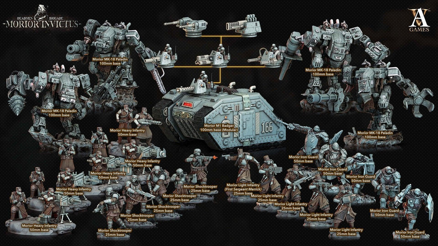 3D Printed Archvillain Games Deadmen Brigade - Morior Invictus Morior Light Infantry 28 32mm D&D - 3D Printing Boss