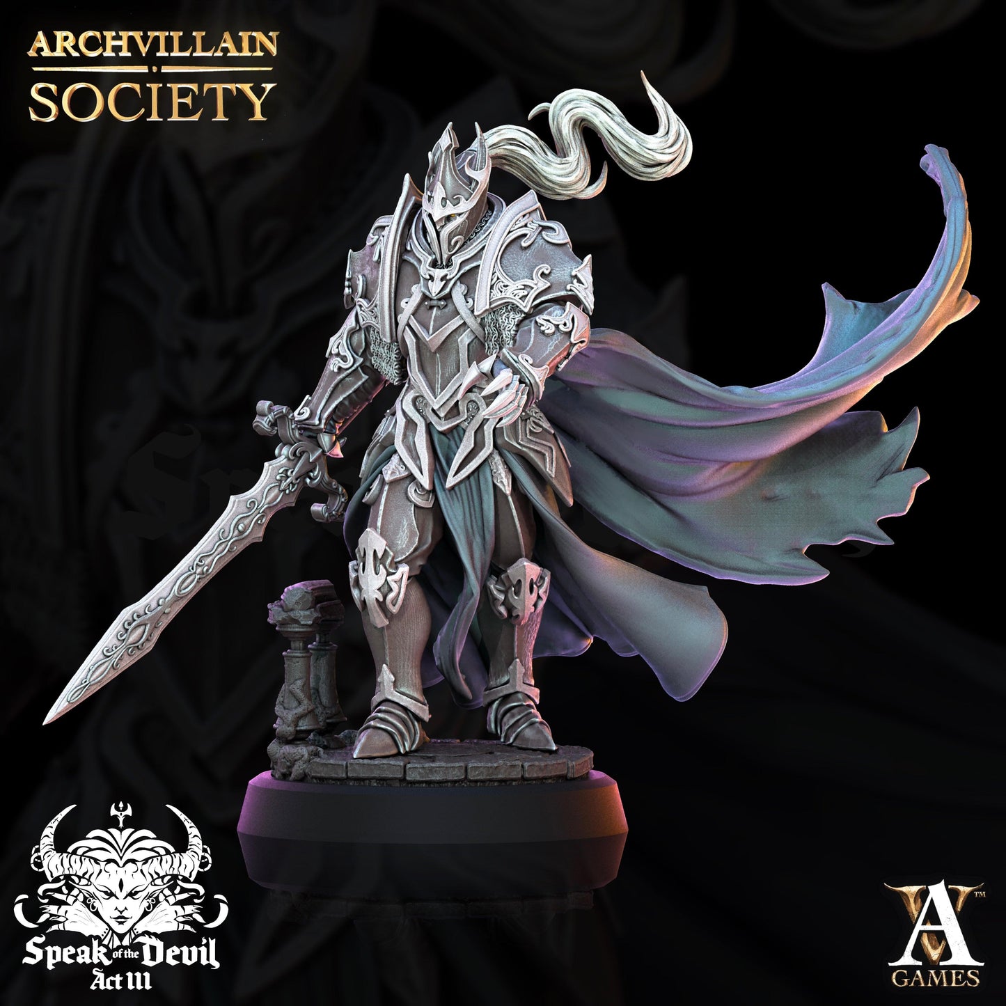 3D Printed Archvillain Games Gawain Steelwind - The Lost Archvillain Society Vol. XXV 28 32mm D&D - 3D Printing Boss