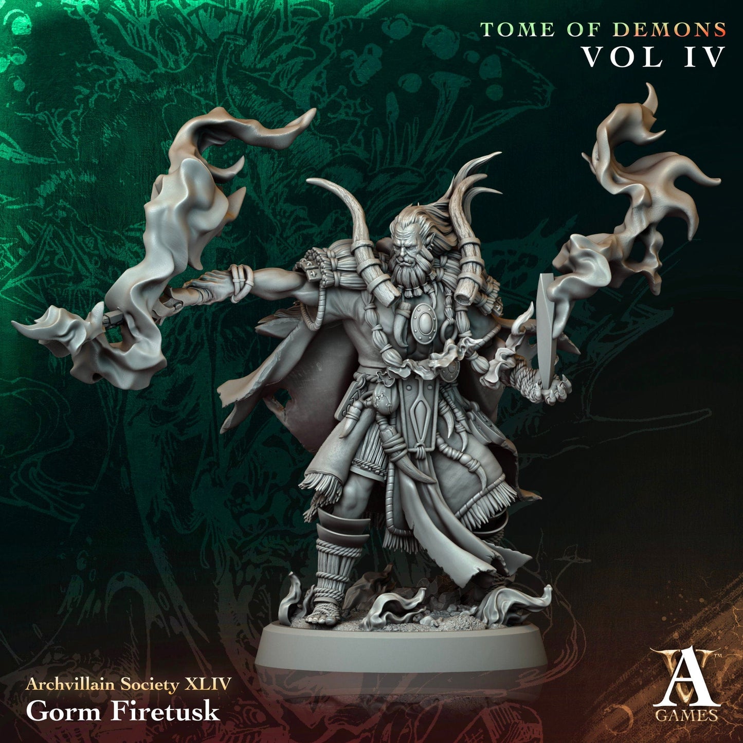3D Printed Archvillain Games Gorm Firetusk Archvillain Society Vol XLIV 28 32mm D&D - 3D Printing Boss