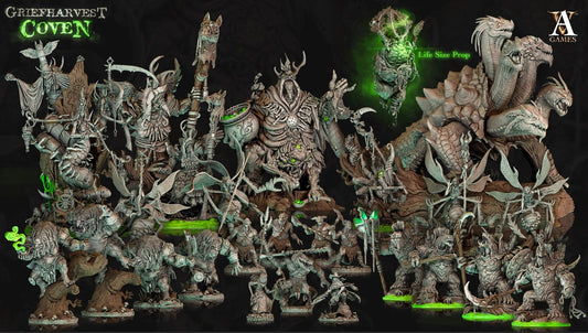 3D Printed Archvillain Games Griefharvest Coven - Turtle Hydra 28mm 32mm D&D - 3D Printing Boss