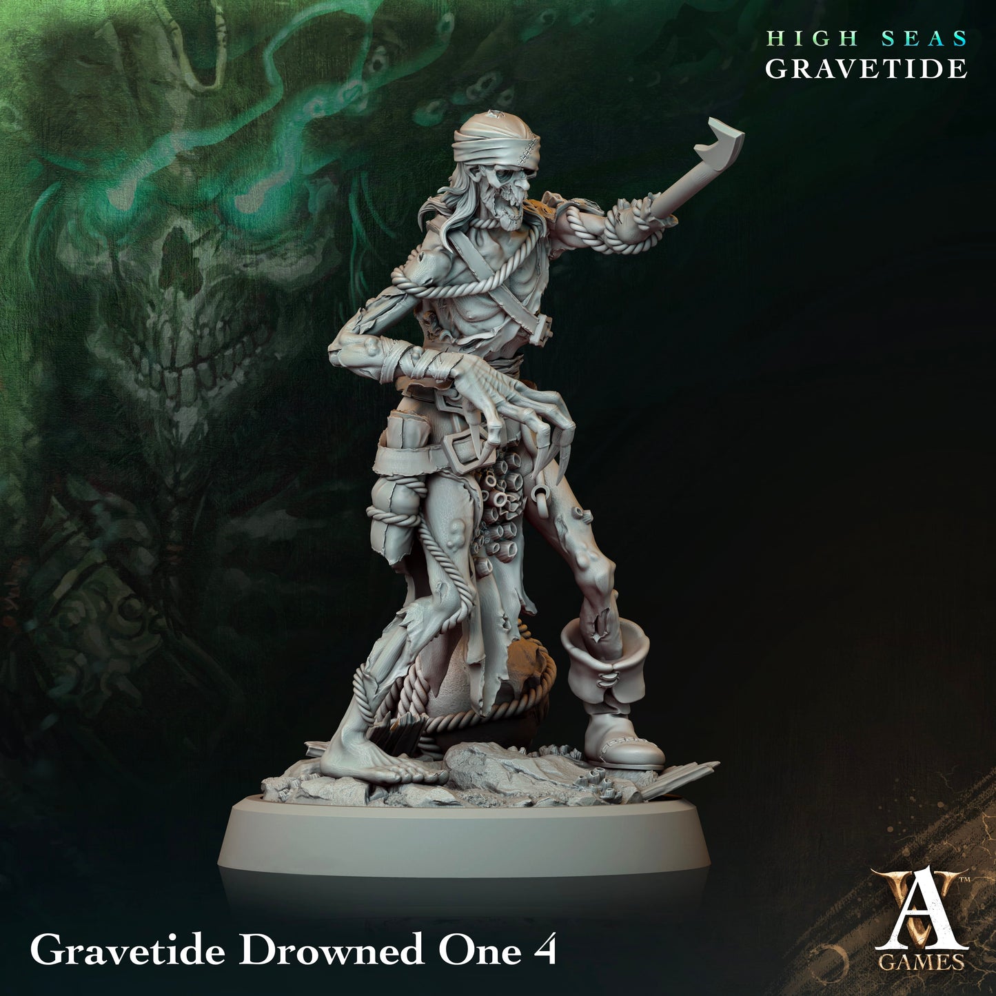 3D Printed Archvillain Games High Seas - Gravetide Gravetide Drowned One 28 32mm D&D - 3D Printing Boss