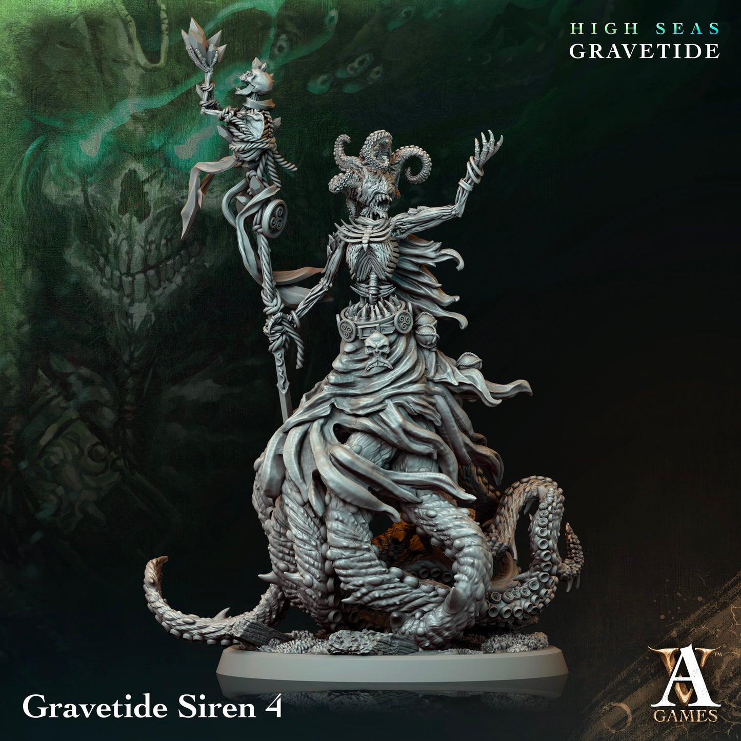 3D Printed Archvillain Games High Seas - Gravetide Gravetide Siren 28 32mm D&D - 3D Printing Boss
