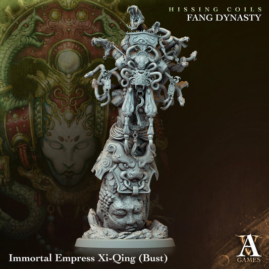 3D Printed Archvillain Games Hissing Coils - Fang Dynasty Immortal Empress Xi-Qing - Bust 28 32mm D&D - 3D Printing Boss