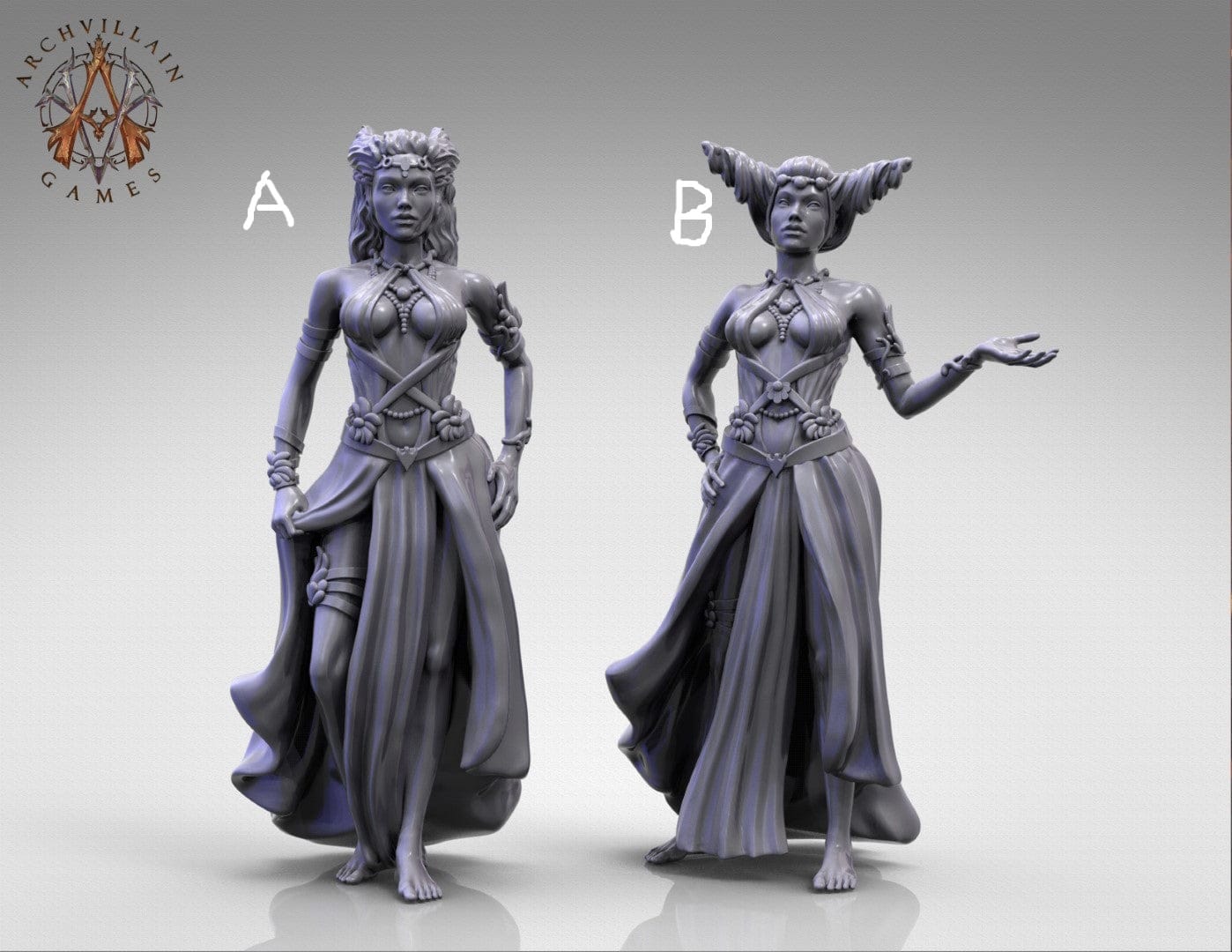 3D Printed Archvillain Games - Human Consorts Mistresses 28 32mm D&D - 3D Printing Boss