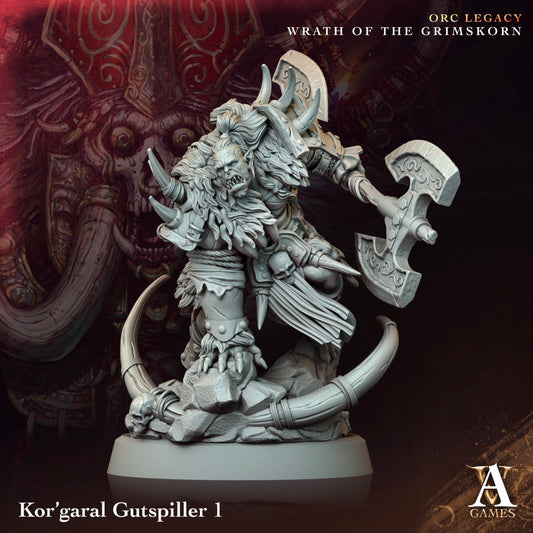 3D Printed Archvillain Games Kor’garal Gutspiller Orc Legacy Wrath of the Grimskorn 28 32mm D&D - 3D Printing Boss