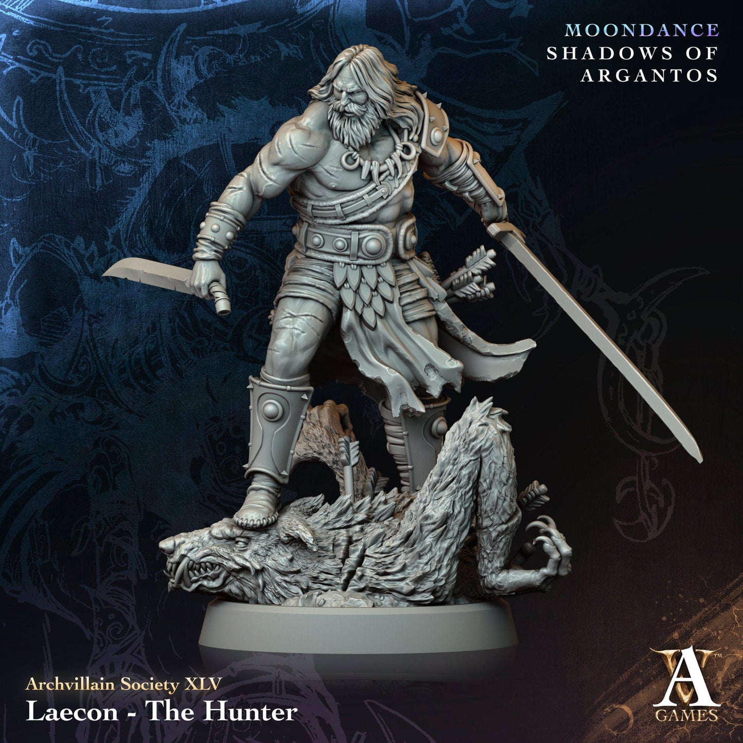 3D Printed Archvillain Games Laecon The Hunter Archvillain Society Vol ΧIX 28 32mm D&D - 3D Printing Boss