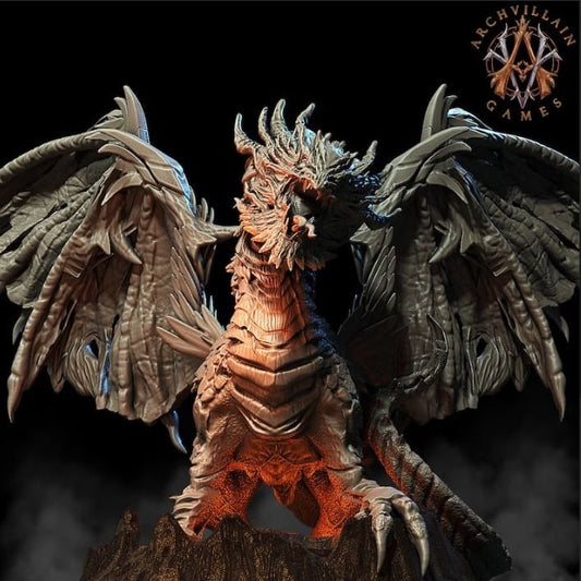 3D Printed Archvillain Games - Lava Dragon 28mm 32mm D&D - 3D Printing Boss