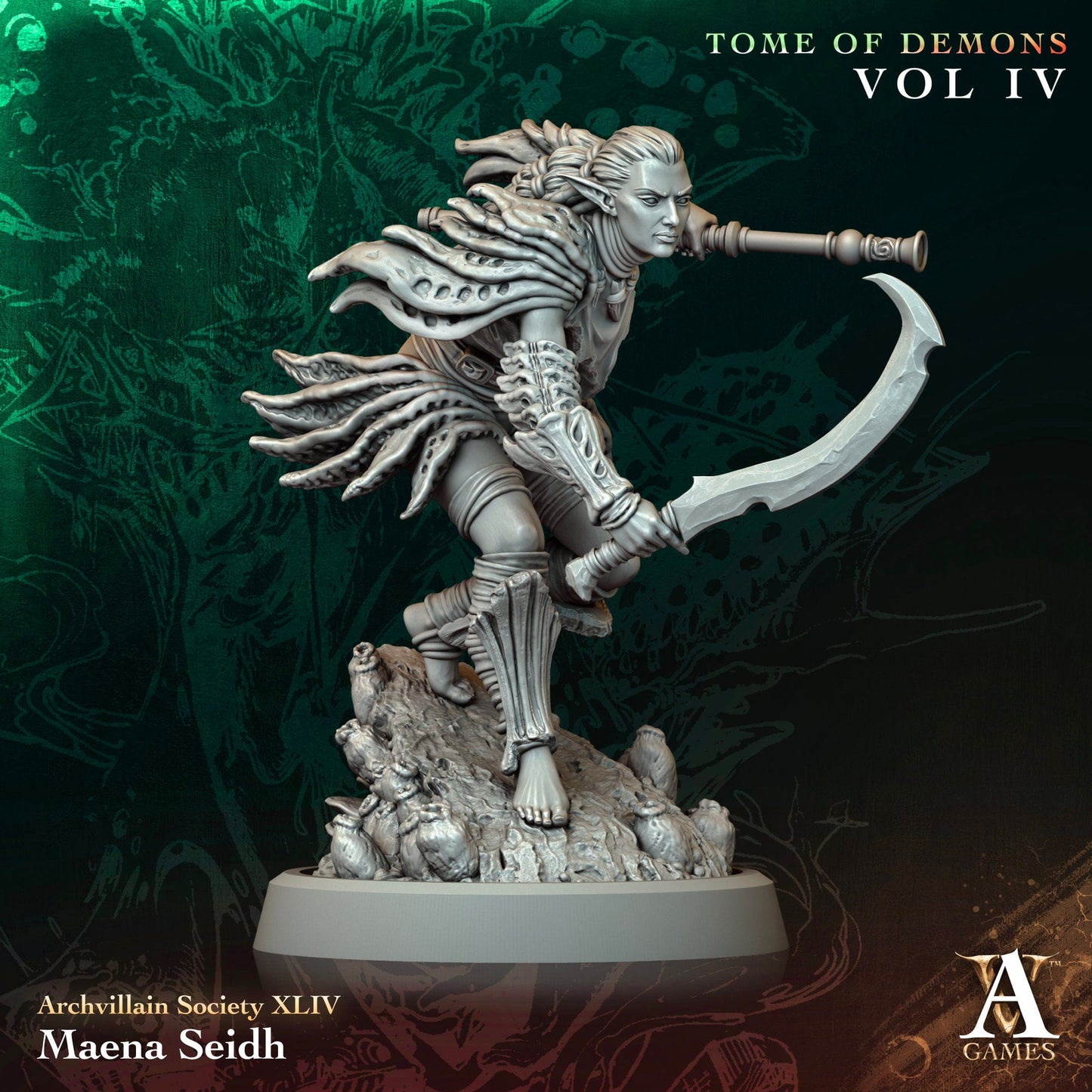3D Printed Archvillain Games Maena Seidh Archvillain Society Vol XLIV 28 32mm D&D - 3D Printing Boss