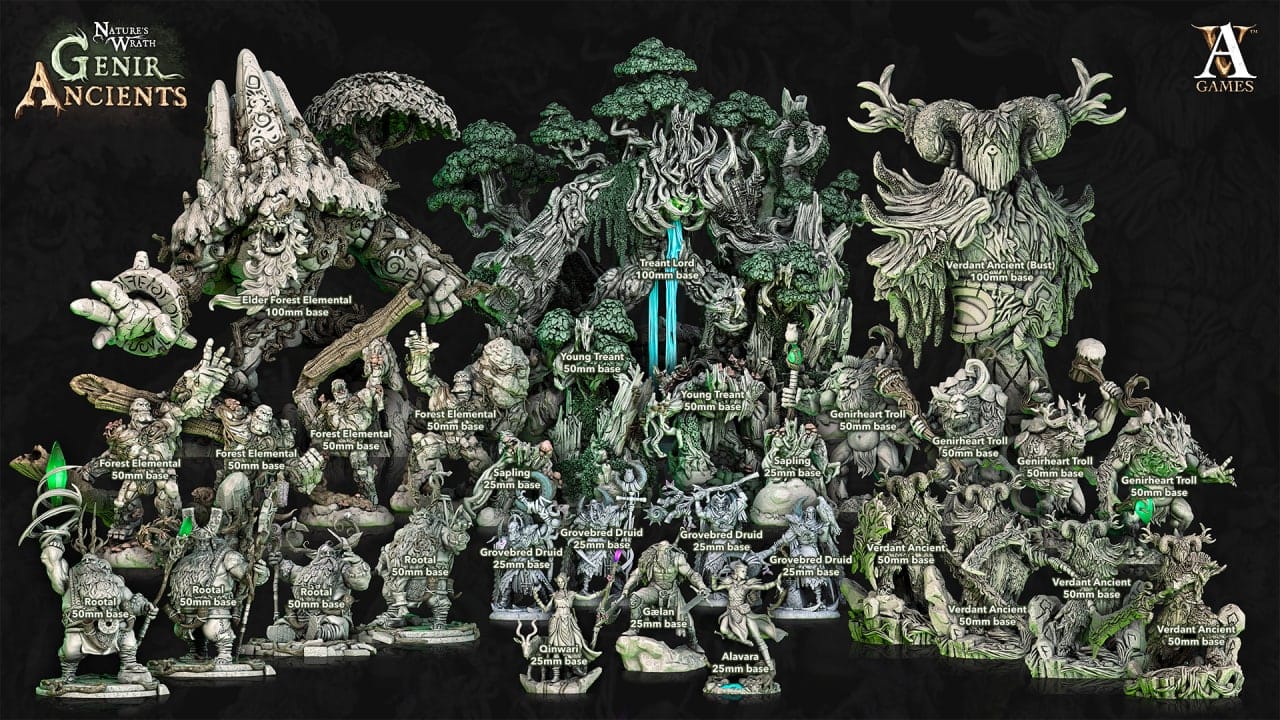 3D Printed Archvillain Games Nature's Wrath Genir Ancients - Forest Elementals 28mm 32mm D&D - 3D Printing Boss