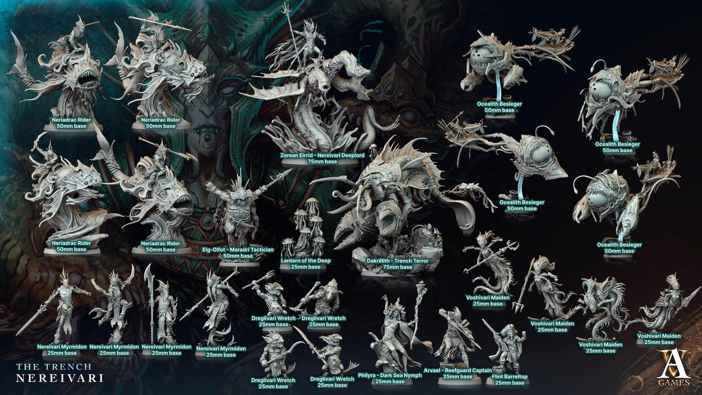 3D Printed Archvillain Games Nereivari Myrmidon The Trench Nereivari Archvillain Society Vol XXXV 28 32mm D&D - 3D Printing Boss