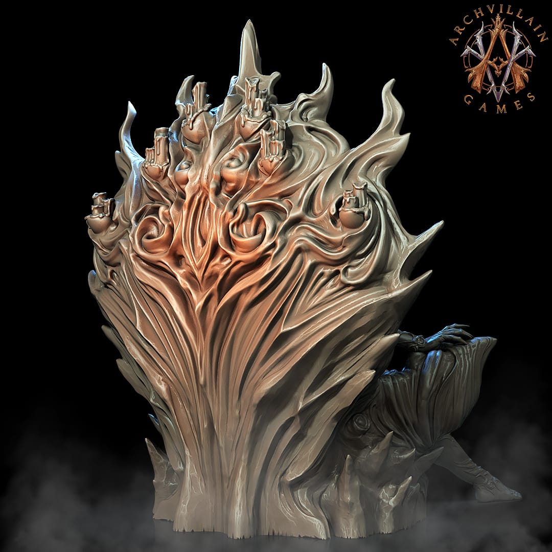 3D Printed Archvillain Games - Queen Naamah on Throne 28mm 32mm D&D - 3D Printing Boss