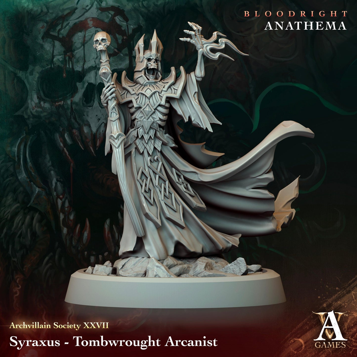 3D Printed Archvillain Games Syraxus - Tombwrought Arcanist Archvillain Society Vol. XXVIII 28 32mm D&D - 3D Printing Boss