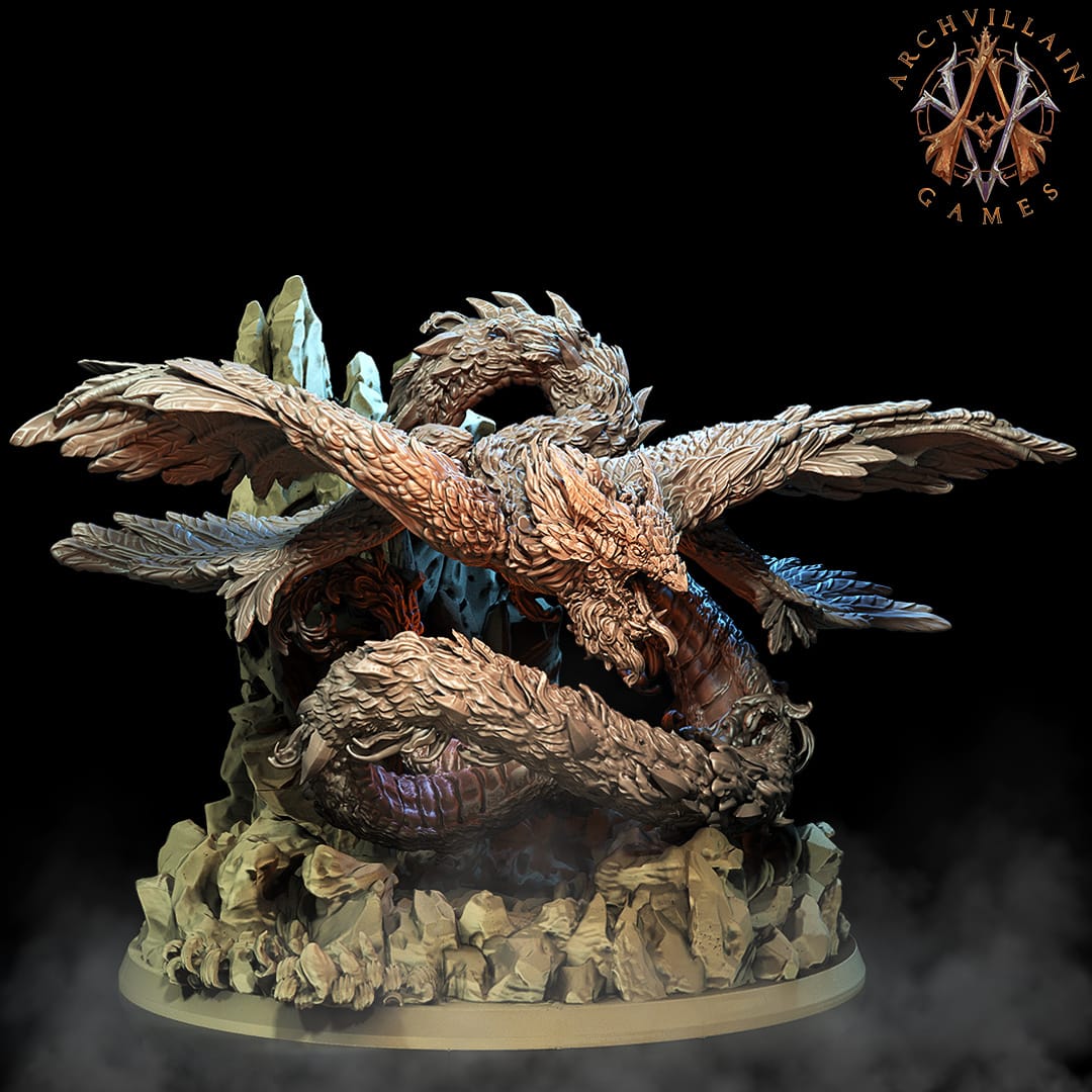 3D Printed Archvillain Games The Astral Court - Celestial Coatl 28mm 32mm D&D - 3D Printing Boss