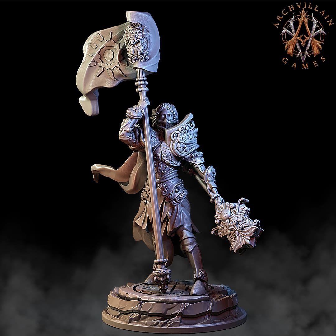 3D Printed Archvillain Games The Deathknight Order Johanna the Lightbringer 28 32mm D&D - 3D Printing Boss
