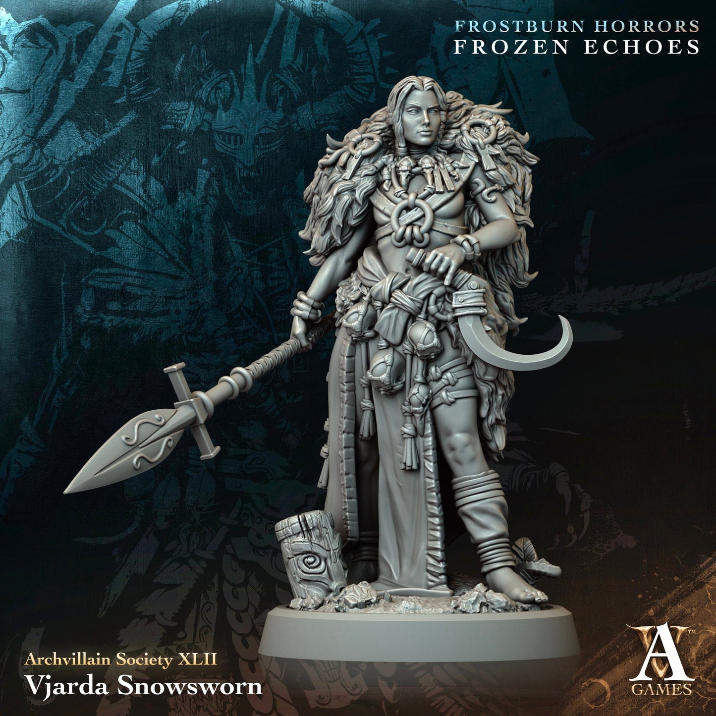 3D Printed Archvillain Games Vjarda Snowsworn Archvillain Society Vol XLII 28 32mm D&D - 3D Printing Boss