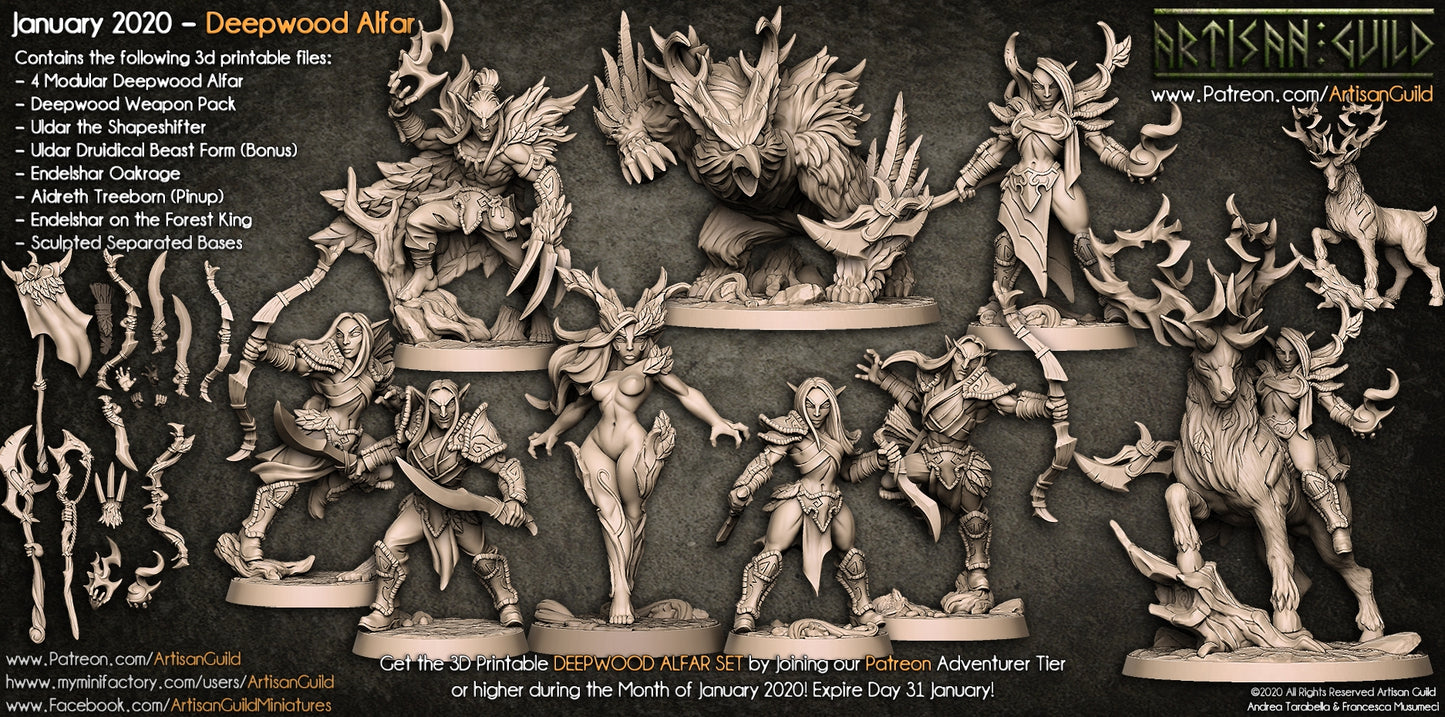 3D Printed Artisan Guild Aidreth Treeborn Deepwood Alfar Set 28mm 32mm - 3D Printing Boss
