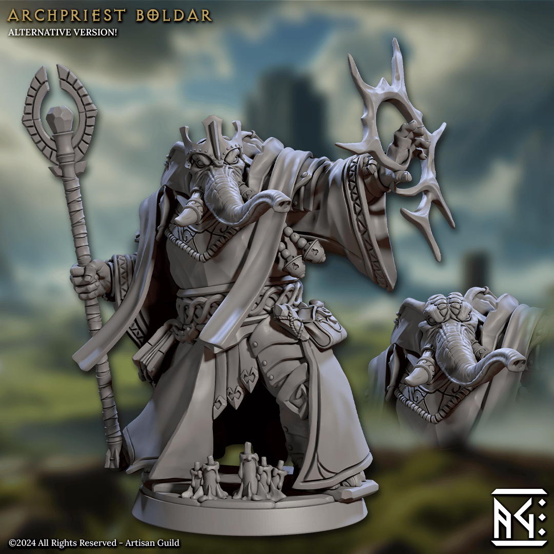 3D Printed Artisan Guild Archpriest Boldar Elephorim Ivory Sentinels 28mm 32mm - 3D Printing Boss