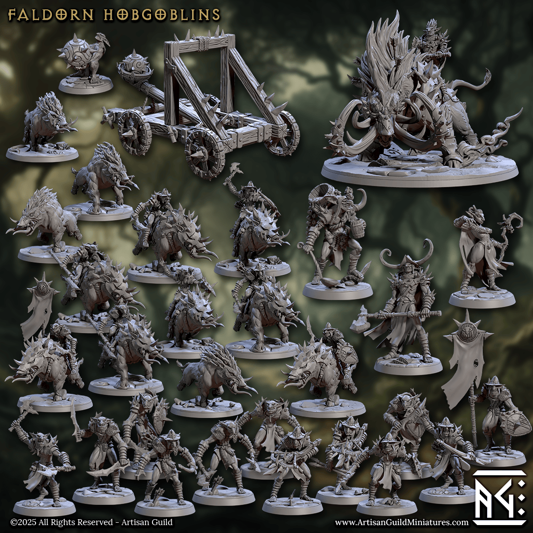 3D Printed Artisan Guild Bloodtusk King of the Hogs Faldorn Hobgoblin Set 28mm 32mm - 3D Printing Boss