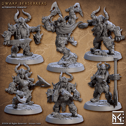 3D Printed Artisan Guild Dwarf Berserkers Dwarf Berserkers Set 28mm 32mm - 3D Printing Boss