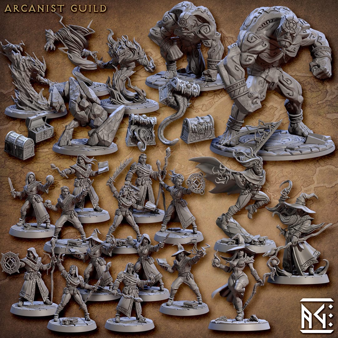 3D Printed Artisan Guild Giant Clay Golem Set Arcanists Guild 28mm 32mm - 3D Printing Boss