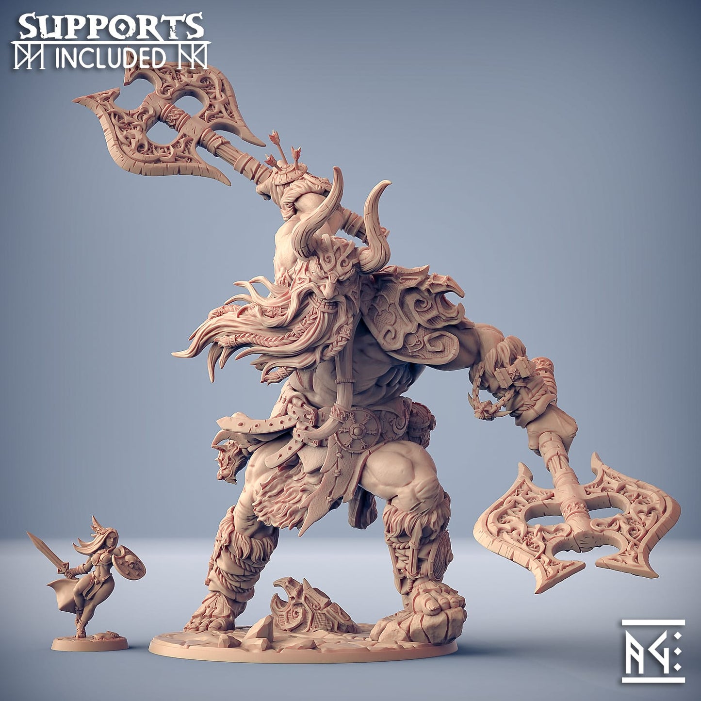 3D Printed Artisan Guild Hulgfnir Frost Jotunn Champion Epic Bosses 28mm 32mm - 3D Printing Boss