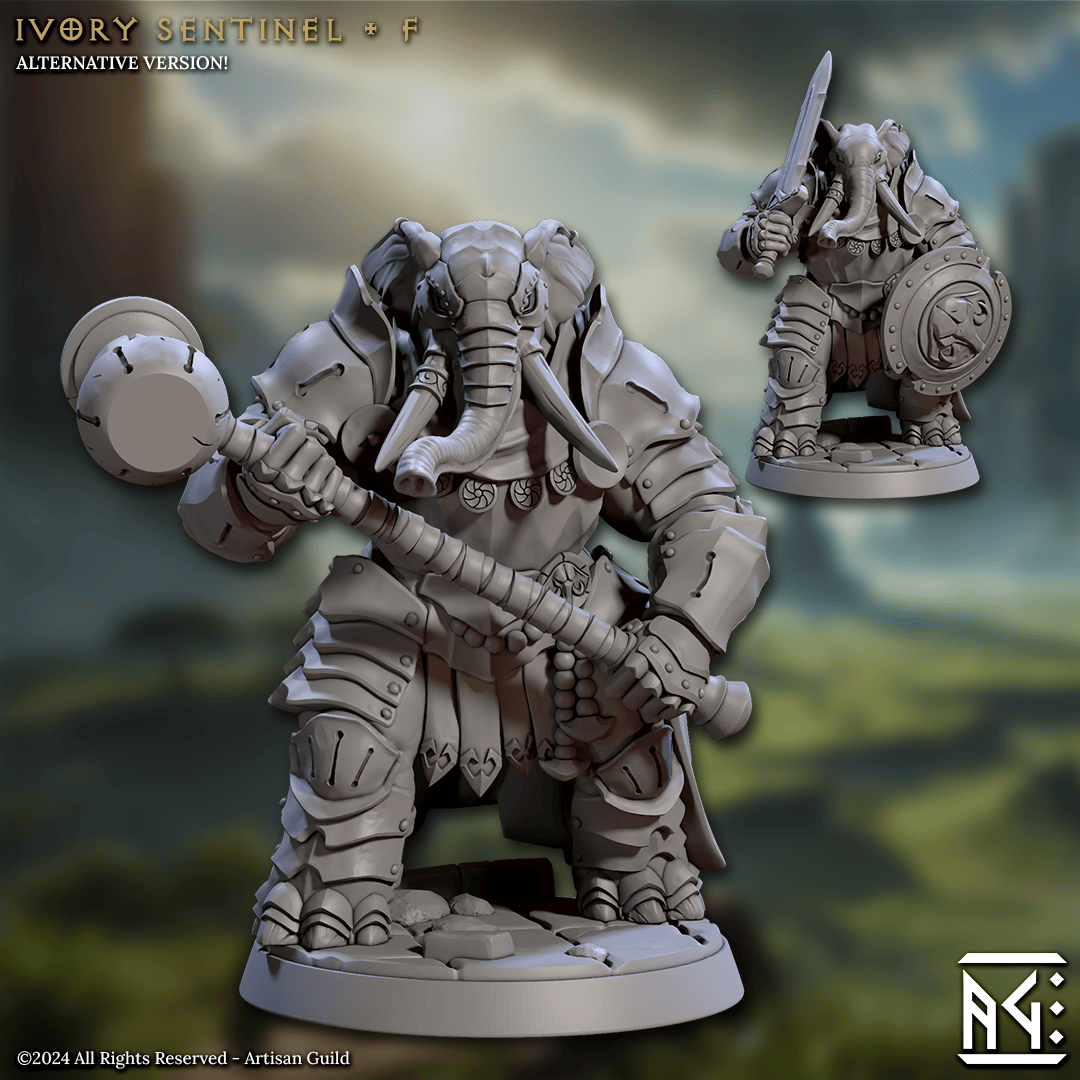 3D Printed Artisan Guild Ivory Sentinels Elephorim Ivory Sentinels 28mm 32mm - 3D Printing Boss