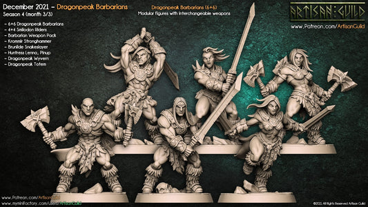 3D Printed Artisan Guild Modular Dragonpeak Barbarians Dragonpeak Barbarians 28mm 32mm - 3D Printing Boss