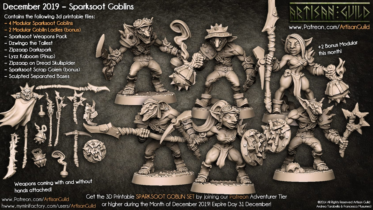 3D Printed Artisan Guild Modular Sparksoot Goblin Sparksoot Goblin Set 28mm 32mm - 3D Printing Boss