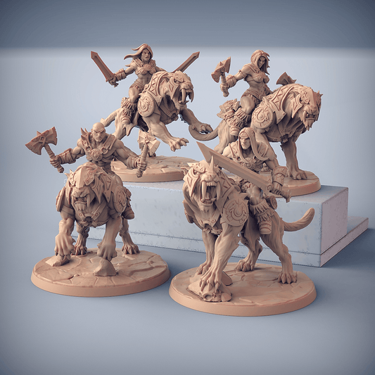 3D Printed Artisan Guild Smilodon Riders Dragonpeak Barbarians 28mm 32mm - 3D Printing Boss