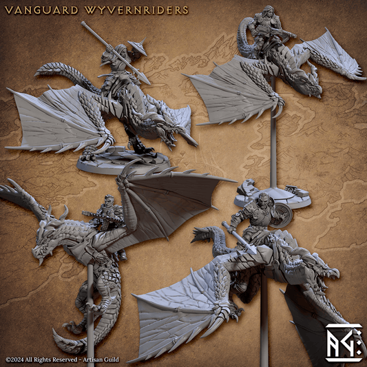 3D Printed Artisan Guild Vanguard Wyvernriders Vanguard Fighters Set 28mm 32mm - 3D Printing Boss