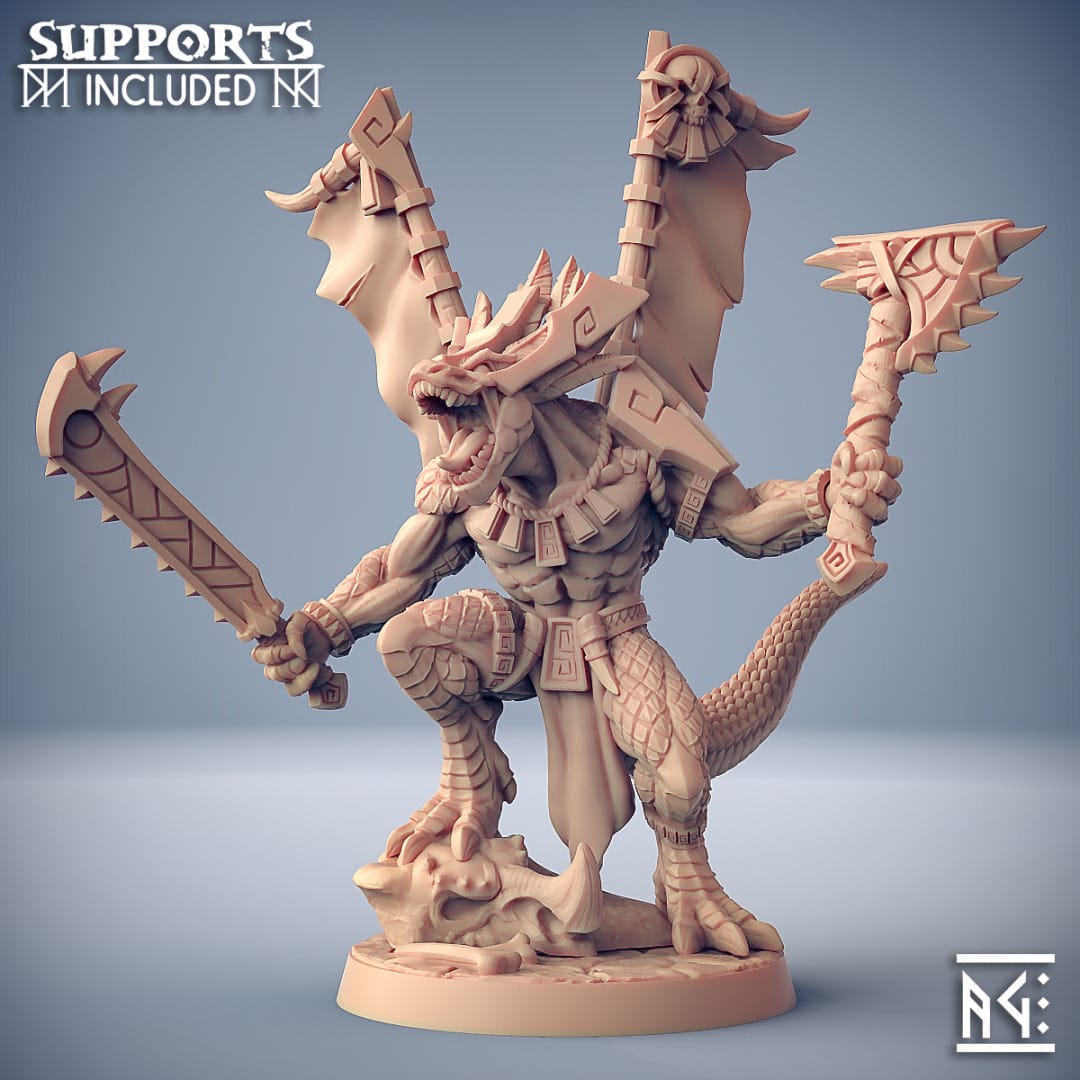 3D Printed Artisan Guild Xoltoa Goldmaw Lizard Prince Goldmaw Lizard Prince Lizards Set 28mm 32mm - 3D Printing Boss