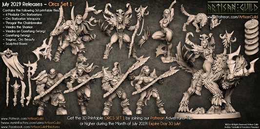 3D Printed Artisan Guild Yagraz - Orc Beauty Orc Barbarians Set 28mm 32mm - 3D Printing Boss