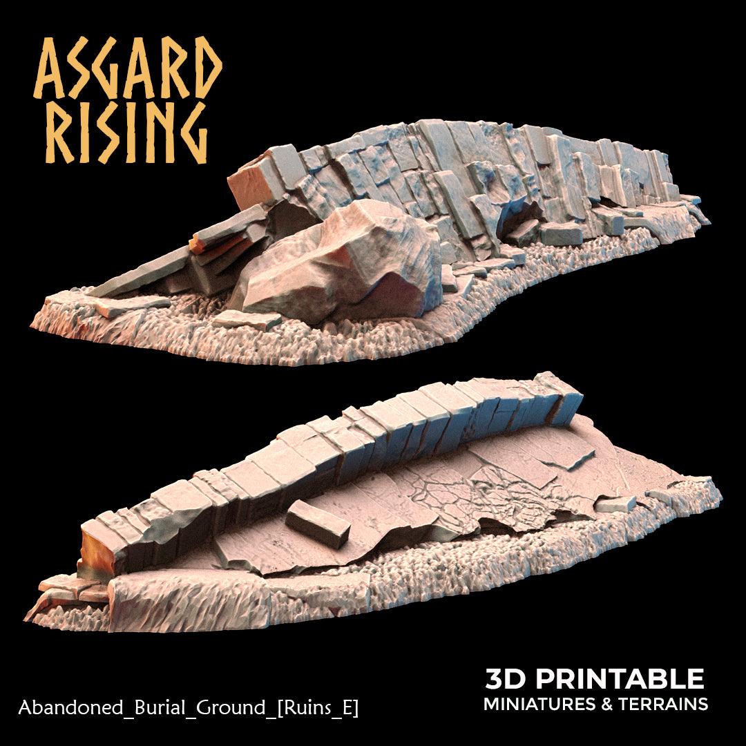 3D Printed Asgard Rising Abandoned Burial Ground Ruins 28 32 mm Wargaming DnD - 3D Printing Boss
