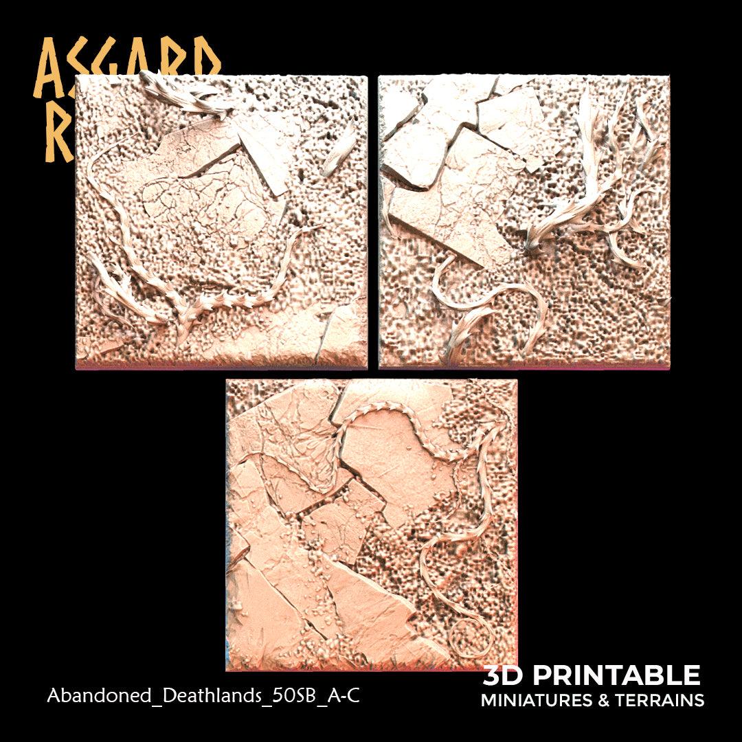3D Printed Asgard Rising Abandoned Deathlands 3x 50mm Square Base Wargaming DnD - 3D Printing Boss