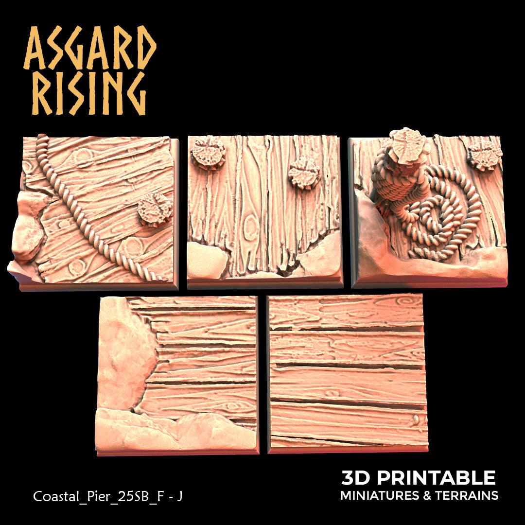 3D Printed Asgard Rising Coastal Pier Set 2 - 20 25 30 35mm Square Bases 28 32 mm Wargaming DnD - 3D Printing Boss