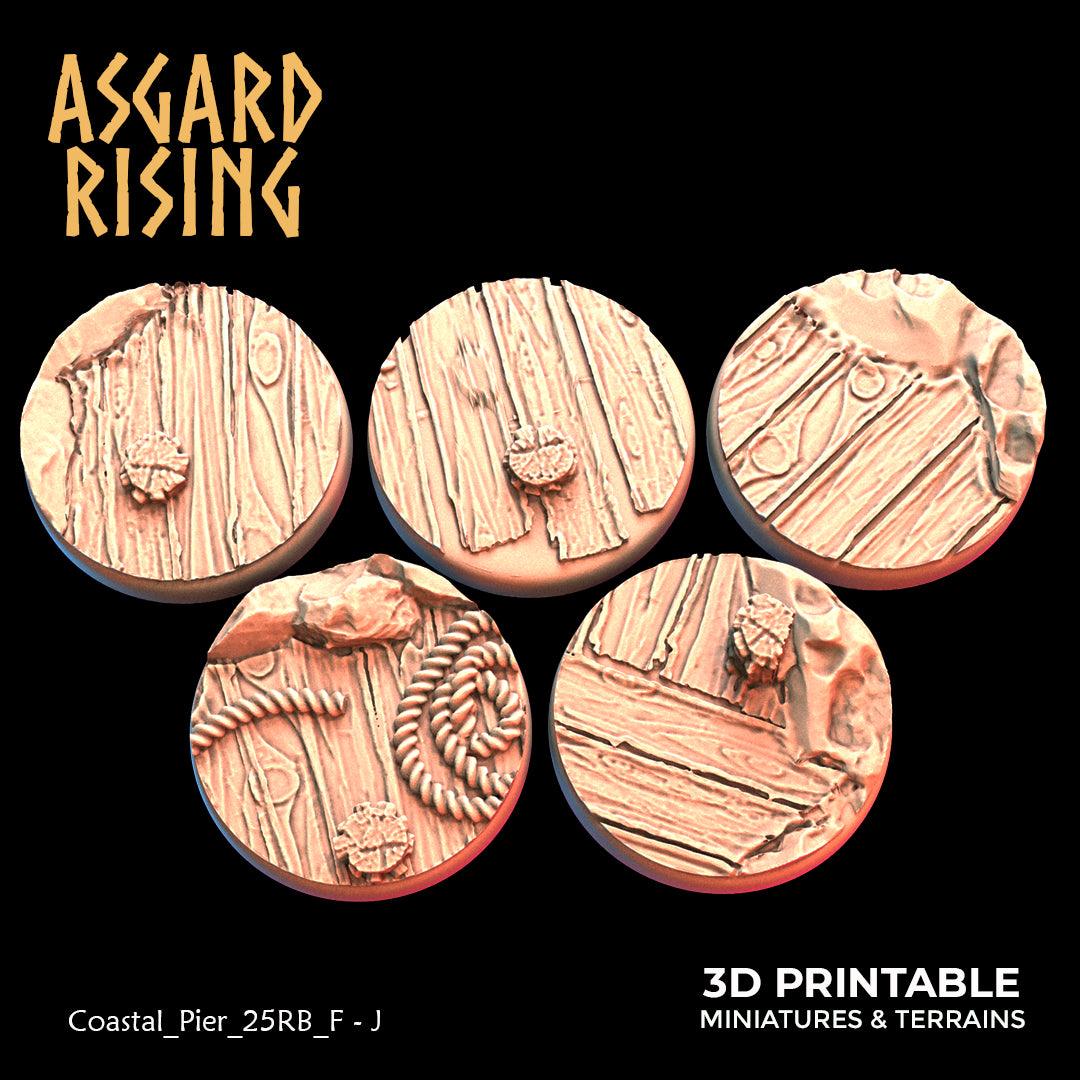 3D Printed Asgard Rising Coastal Pier Set 2 - 25 28 32 35mm Round Bases 28 32 mm Wargaming DnD - 3D Printing Boss