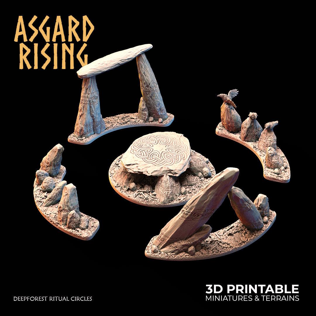 3D Printed Asgard Rising Deepforest Ritual Circles & Sacred Runic Tree - 28 32mm Wargaming DnD - 3D Printing Boss
