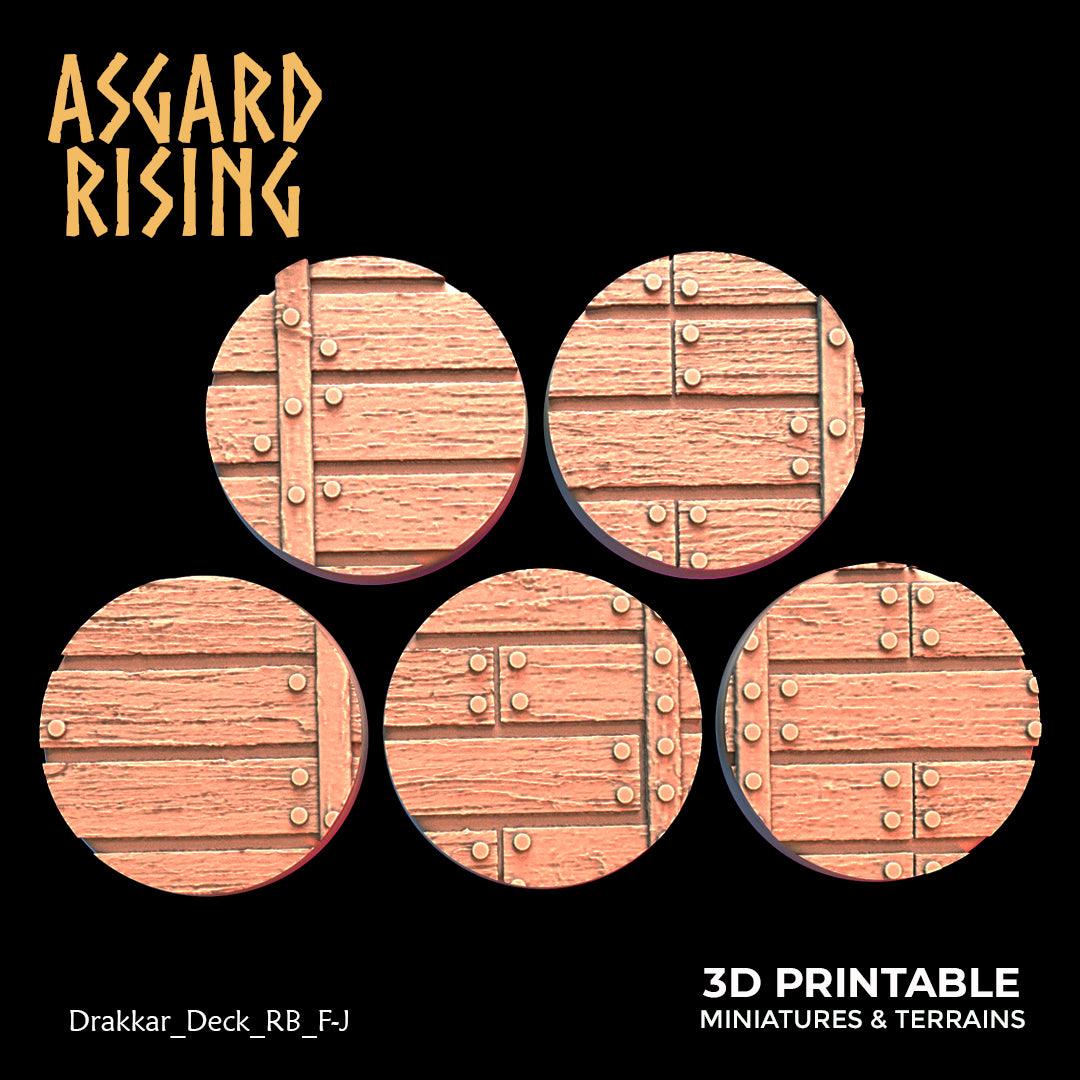 3D Printed Asgard Rising Drakkar Deck Round Bases 25 28 32 35mm Version 2 28 32 mm Wargaming DnD - 3D Printing Boss